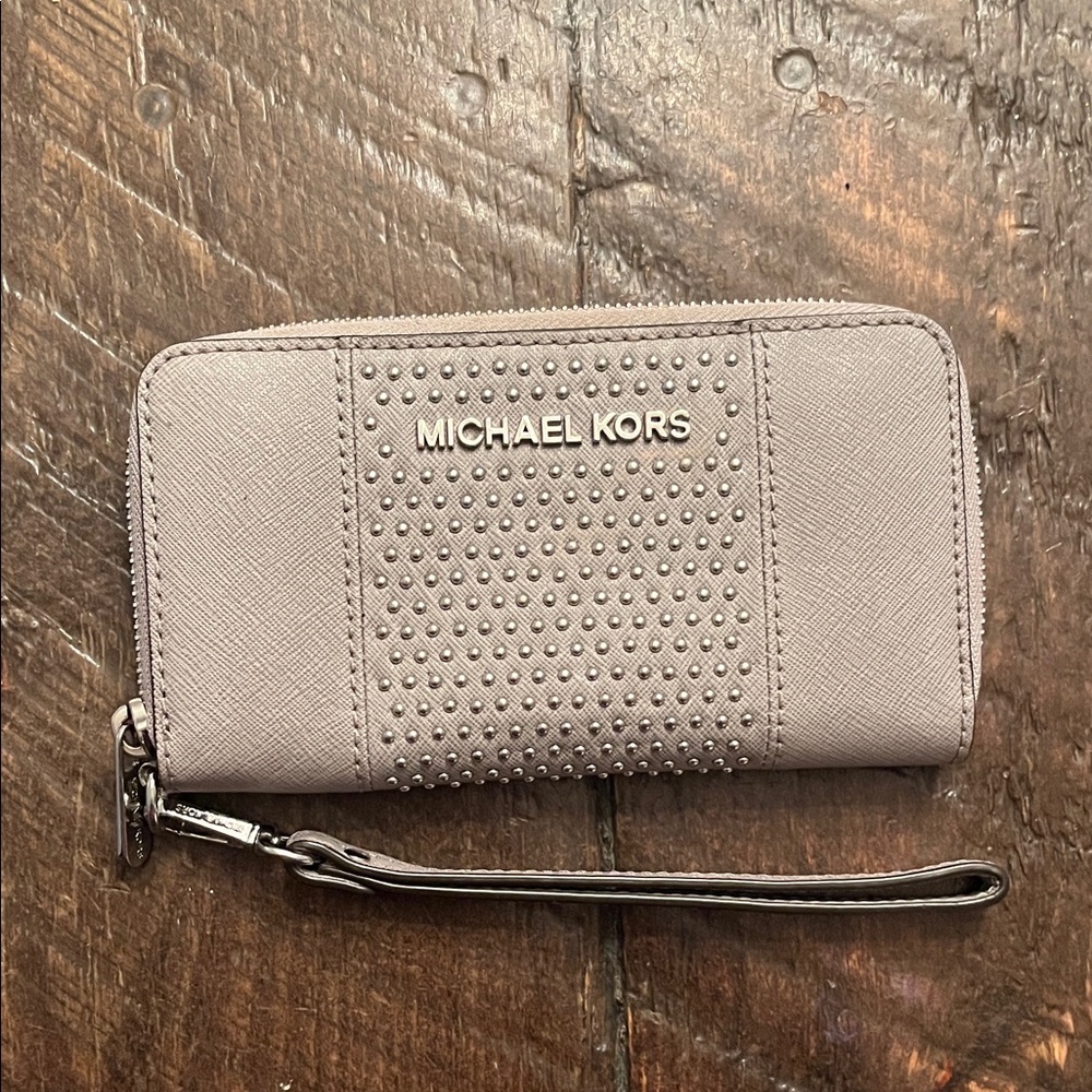 Michael Kors Studded Gray Wristlet